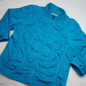 LAURA ASHLEY * 3/4 length sleeve jacket, teal, EUC